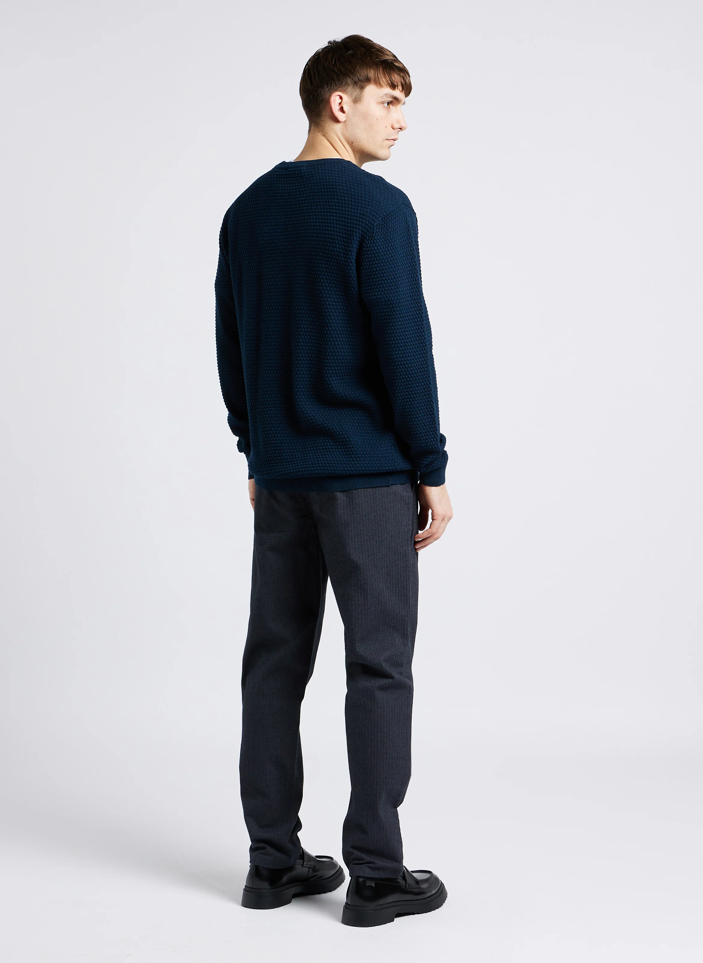 VAGN - Pull droit col rond en coton bio | Bleu