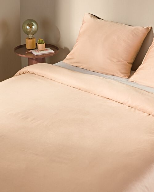 housse de couette satin 200x200/220 uni taupe