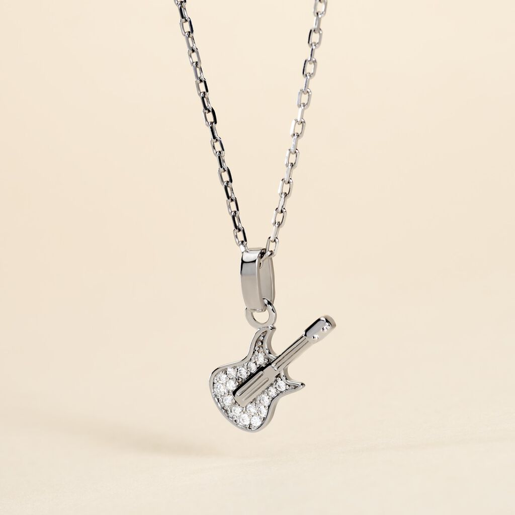 Pendentif Amelot Argent Blanc Oxyde De Zirconium