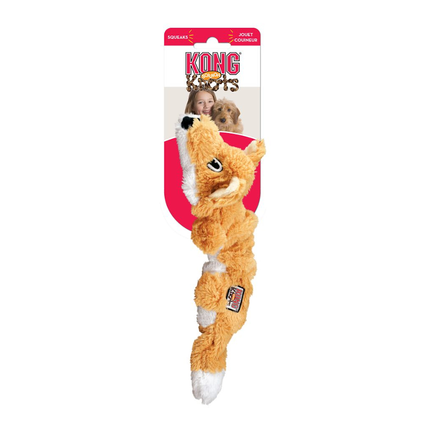 Raposa de pelúcia Kong Scrunch Knots para cães