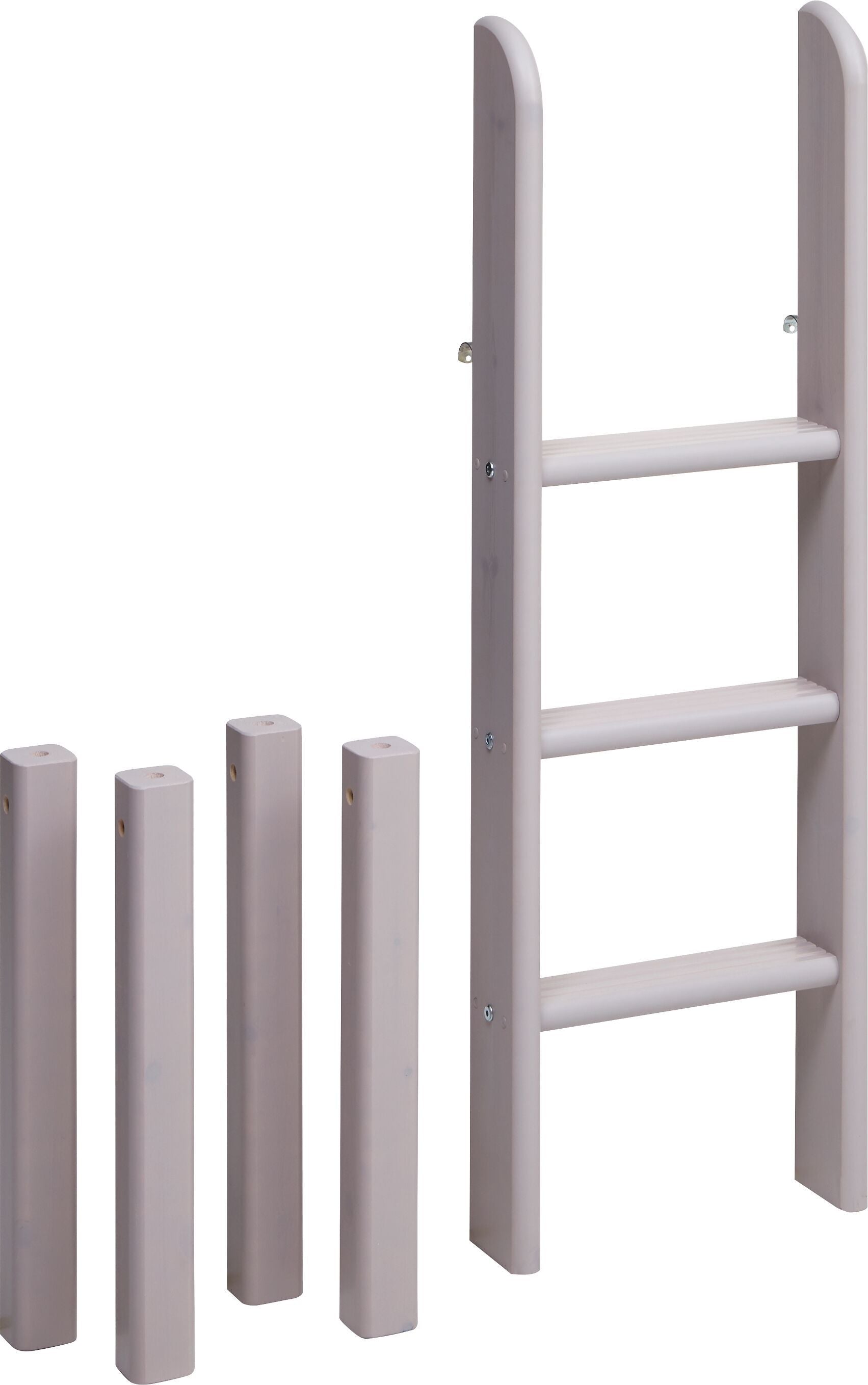 Flexa CLASSIC Leiter gerade Halbhochbett inkl. Pfosten - Grau / B: 41.0 cm x T: 11.0 cm x H: 120.0 cm