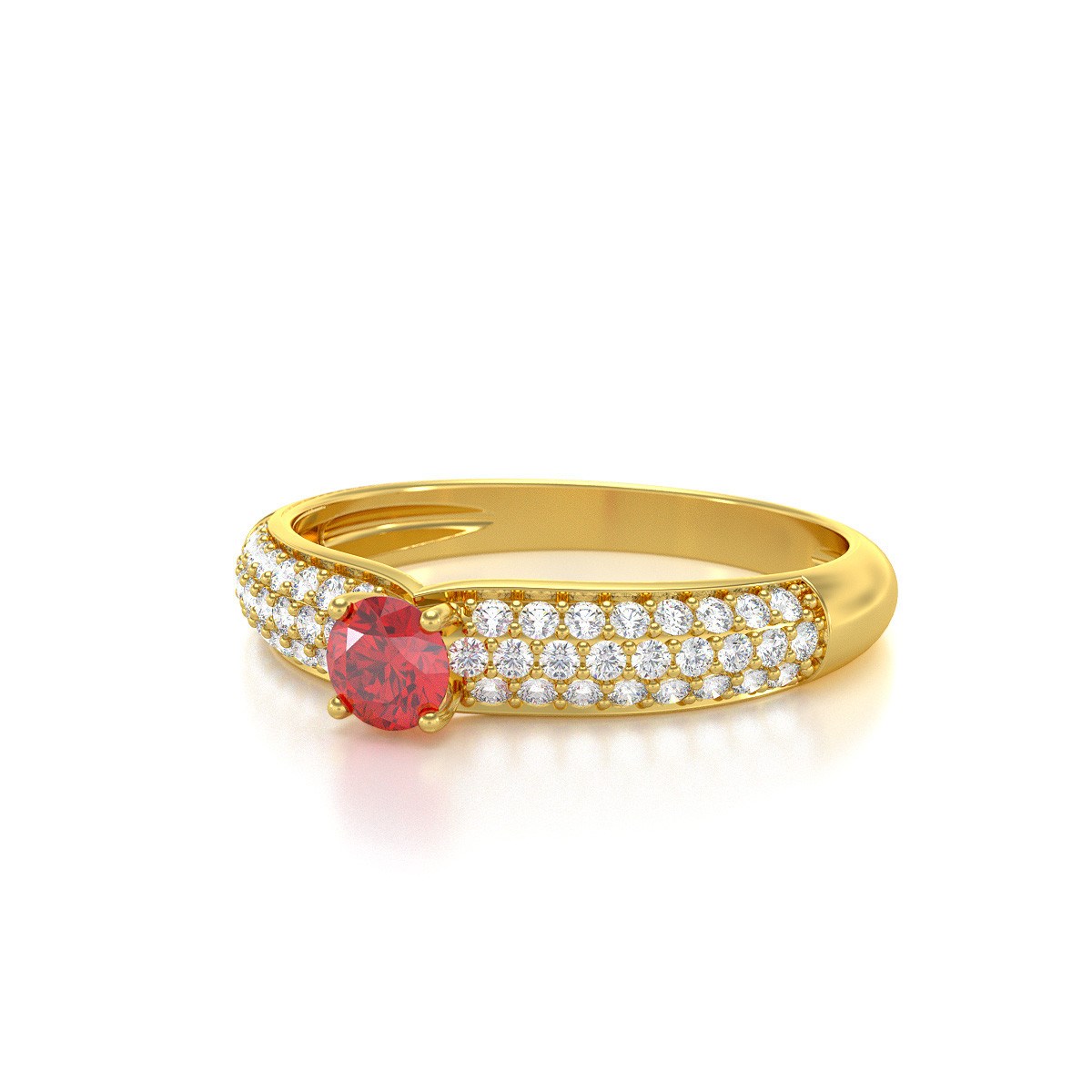Bague ADEN Or 585 Jaune Rubis et diamants 1.978grs