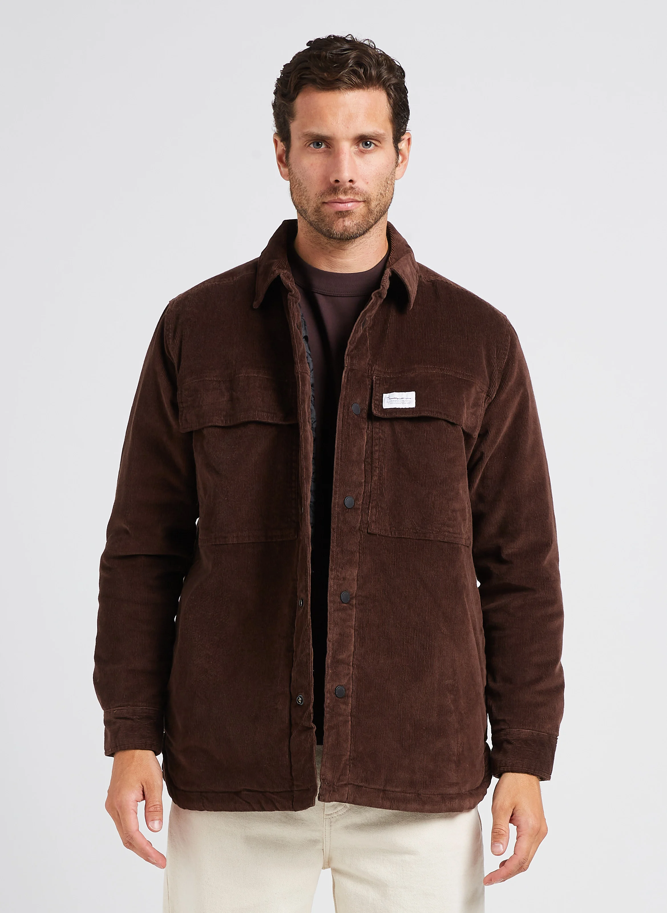 Veste col classique en coton bio mélangé | Marron