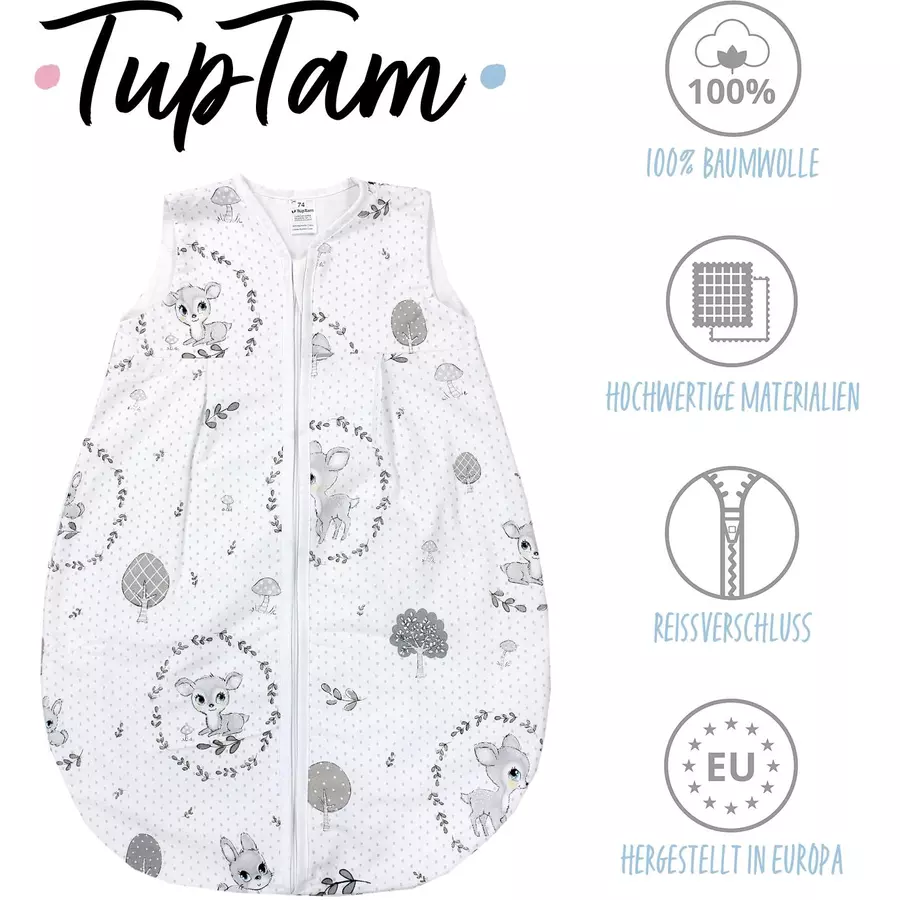 TupTam Baby Sommer Schlafsack Ärmellos Unwattiert grau-kombi