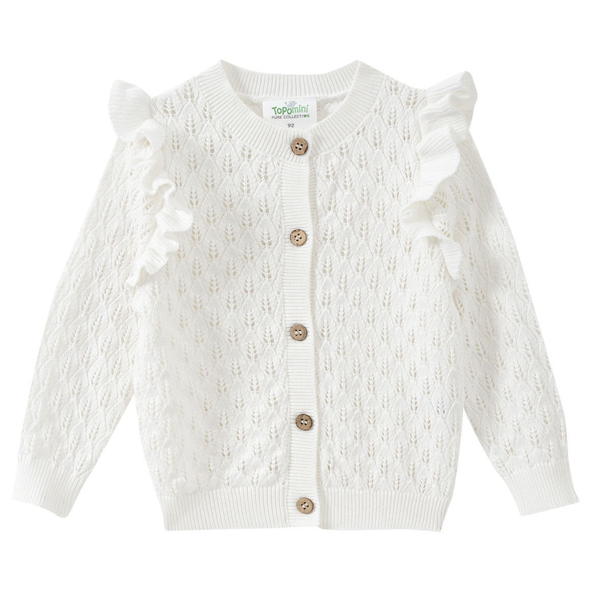 Topomini Pure Collection Baby Strickjacke mit Ajour-Muster cremeweiss