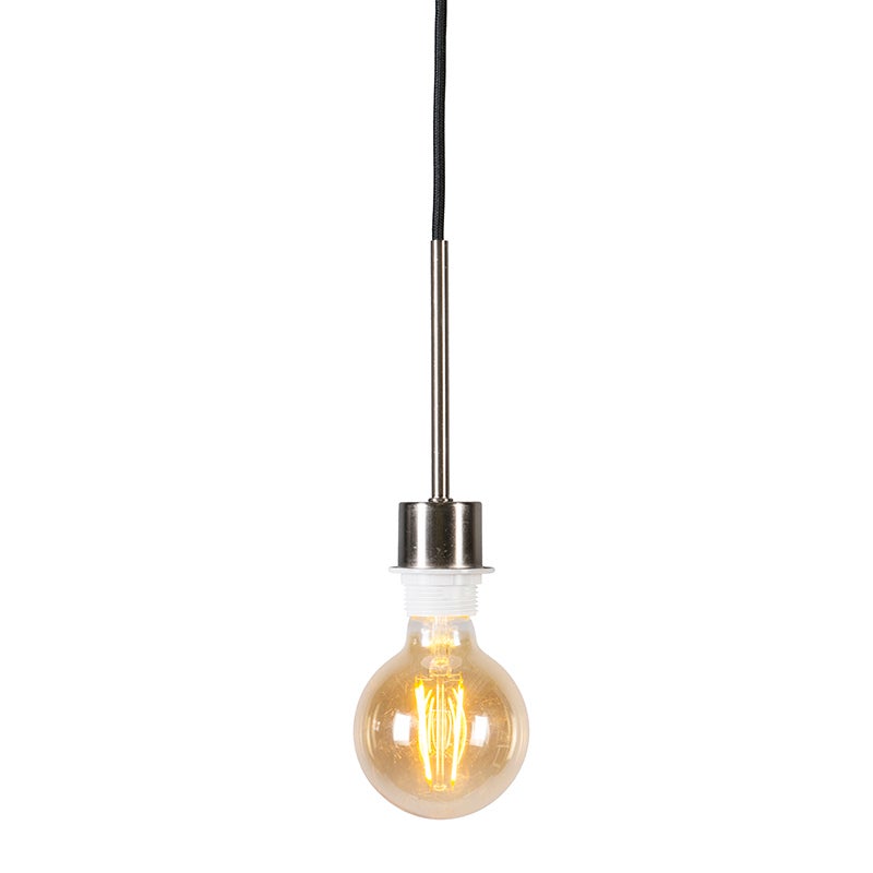 Hanglamp staal met zwarte kabel - Combi 1