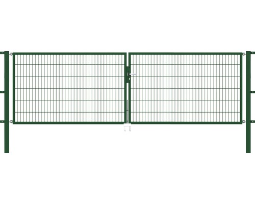 ALBERTS Flexo 400 x 120 cm dubbele poort met metalen gaas, inclusief palen van 8 x 8 cm, groen