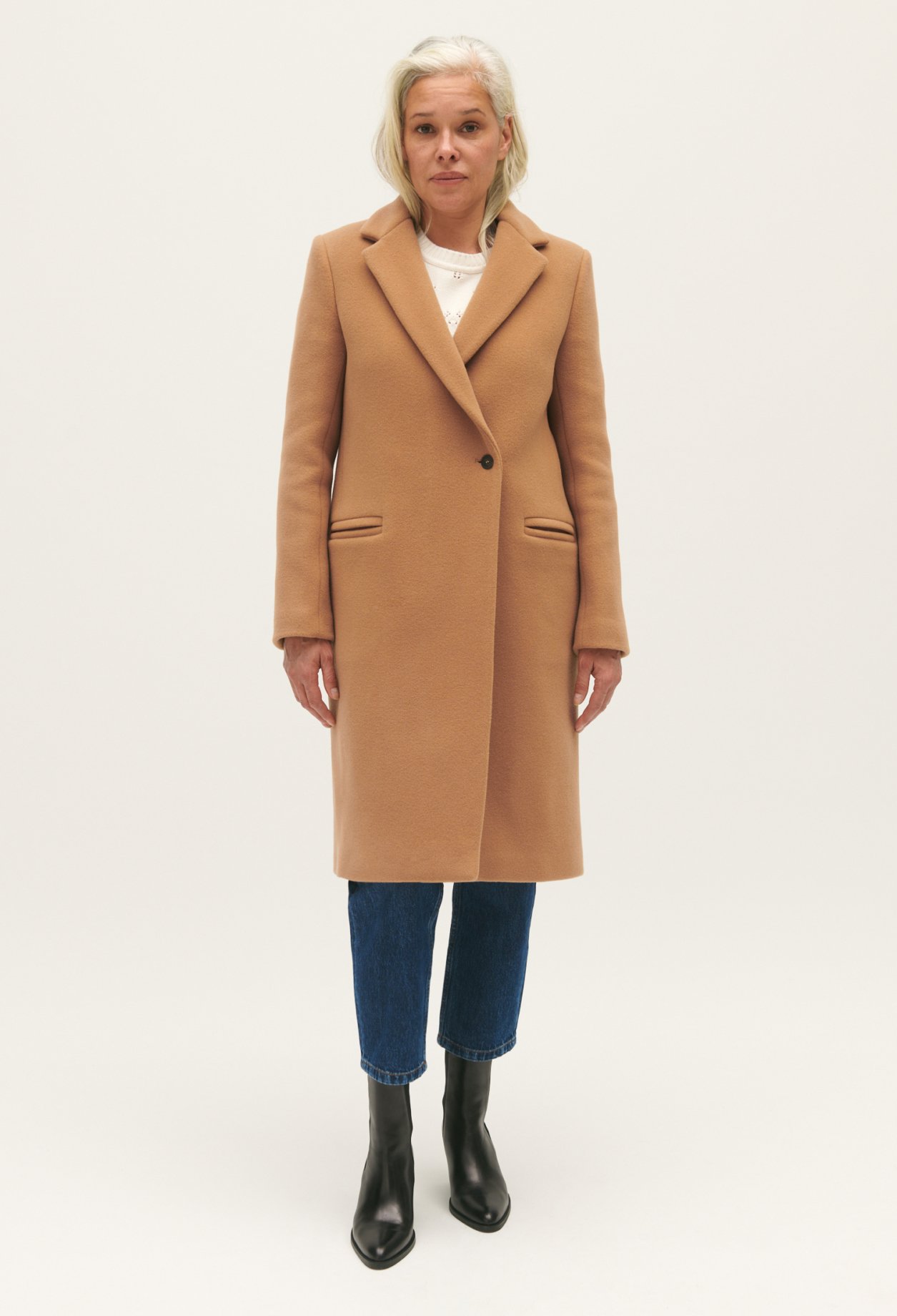 Manteau mi-long laine melangee