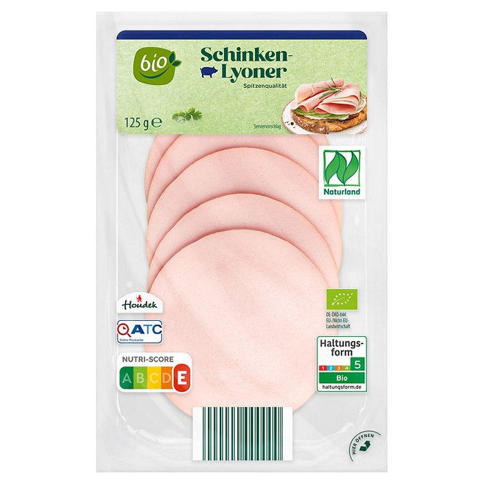 BIO Bio-Wurstaufschnitt 125 g, Schinken-Lyoner