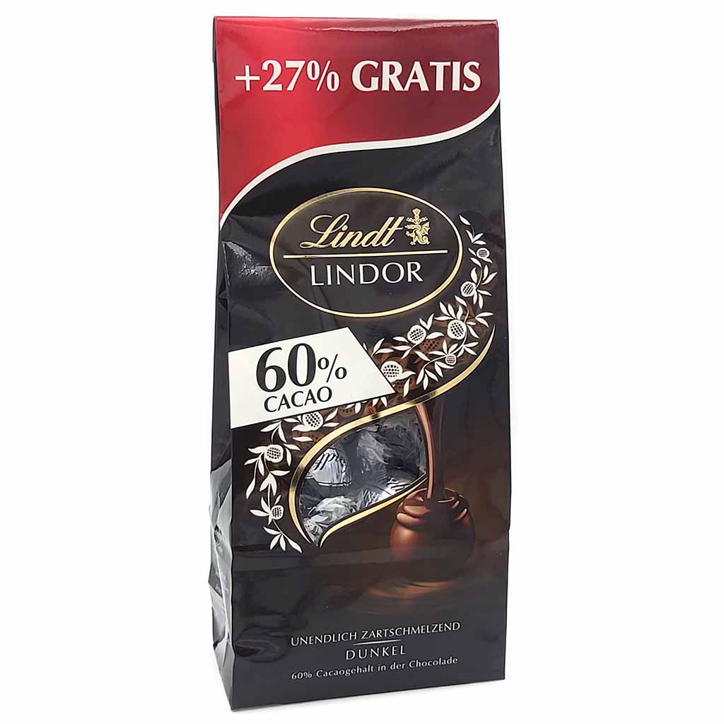 Lindt Lindor Kugeln dunkel 60% Kakao +27% Gratis 173g MHD:28.2.25