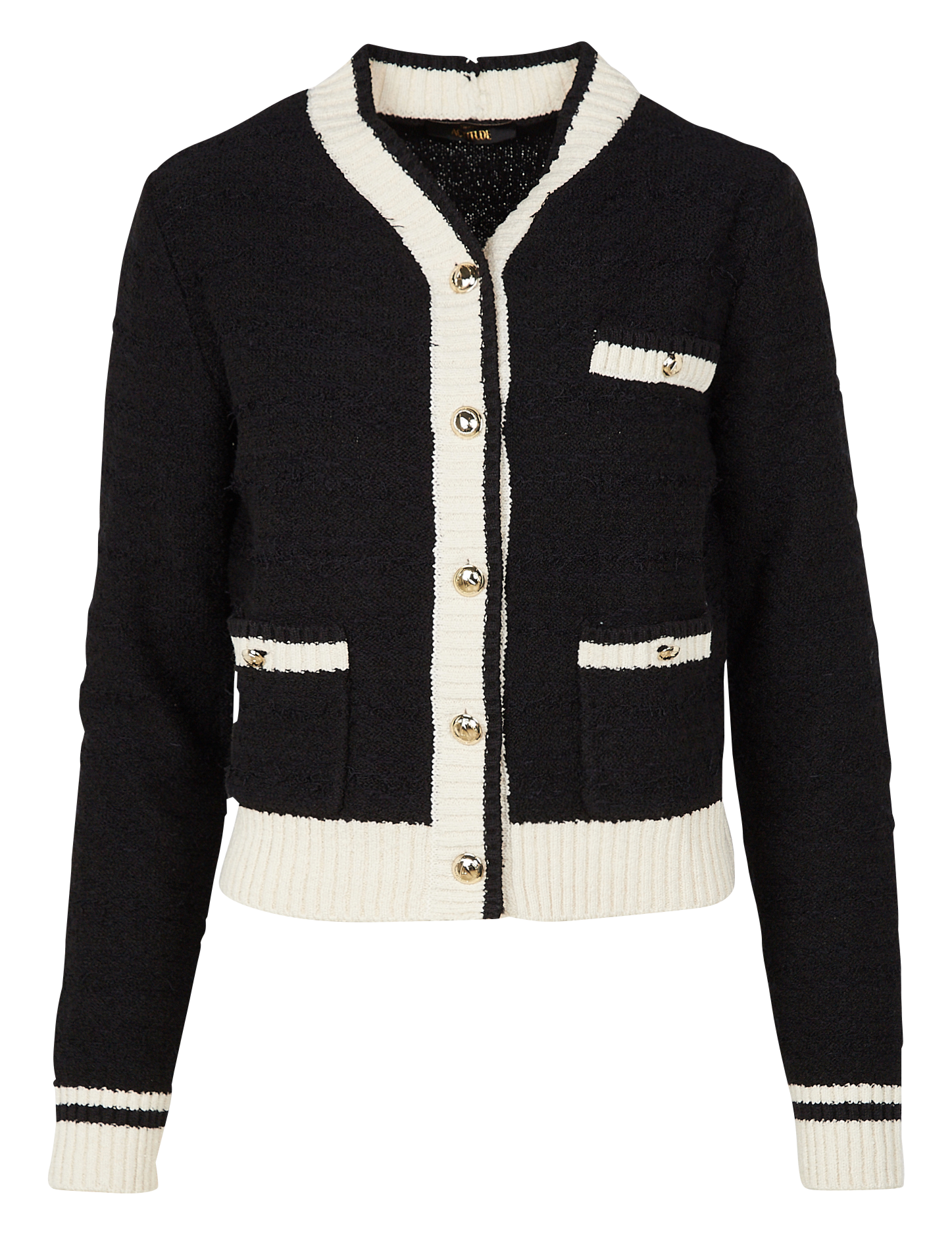 Gilet col V à bouton | Noir