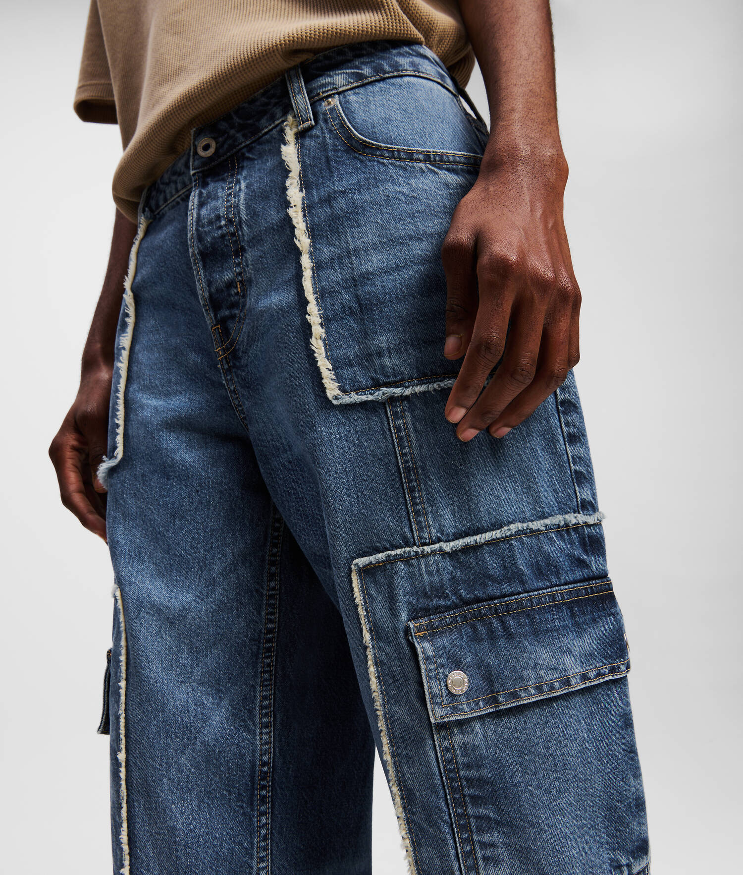 JEAN DÉCONTRACTÉ STYLE UTILITAIRE - Bleu moyen lavé teinté