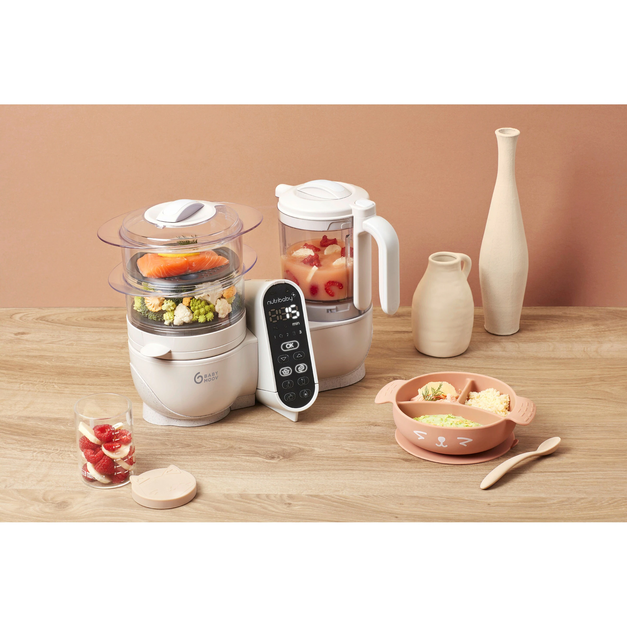 Babymoov Babynahrungszubereiter und Sterilisator NutribabyPlus mineral beige