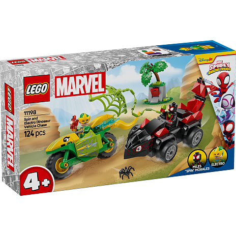 LEGO Marvel Spin og Electros jagt i dinosaurkøretøjer 11198