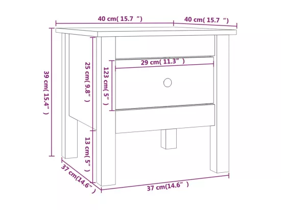 Table d'appoint Noir 40x40x39 cm Bois massif de pin