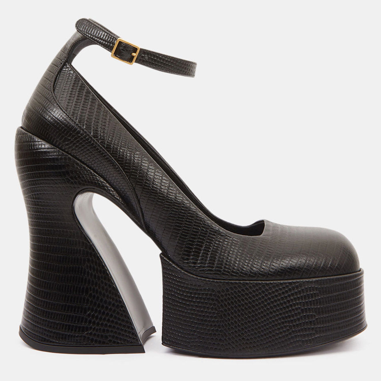 Rochas Escarpins en Cuir lézard Vicky noirs - Talon 13.5 cm