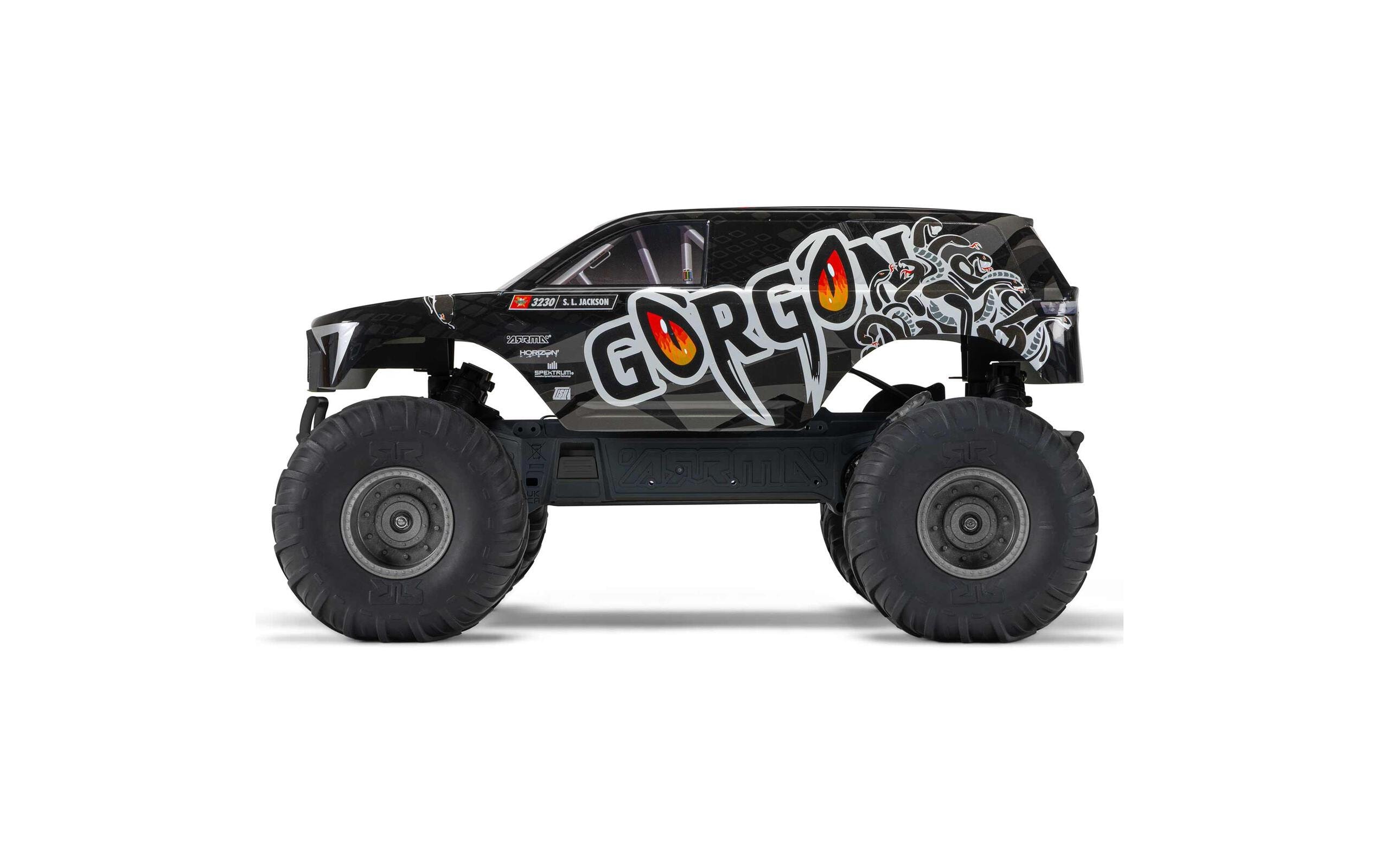 Monster Truck Gorgon MEGA 550 RWD Schwarz, Bausatz, 1:10<br>2WD Monstertruck mit Heckantrieb – Bausatz mit Elektronik & Akku