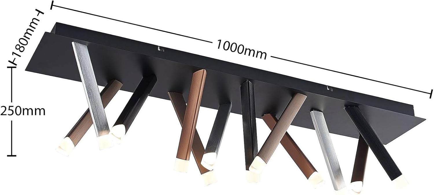Lucande LED Deckenleuchte Stoika dimmbar (Modern) in Schwarz aus Metall (12 flammig,) - Lampe Deckenlampe Wohnzimmerleuchte