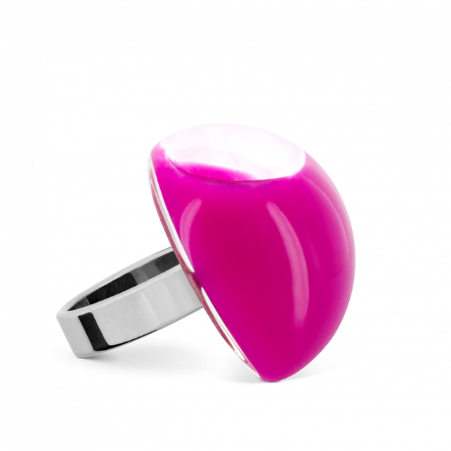 Bague en verre soufflé - Dome Medium Milk