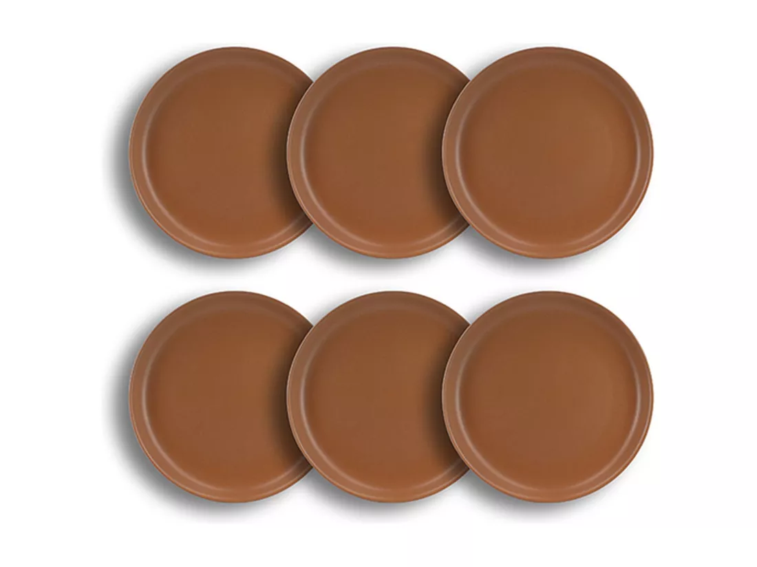 Novastyl - Lot 6 Assiettes Plates Arita 27cm En Gres Marron