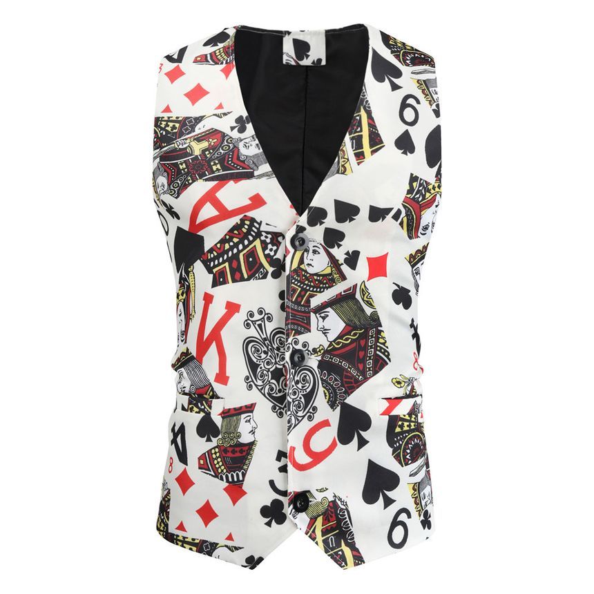 Sheck - Blazer met één knoop en pokerprint / Vest met knoopjes / Taps toelopende pantalon / Set