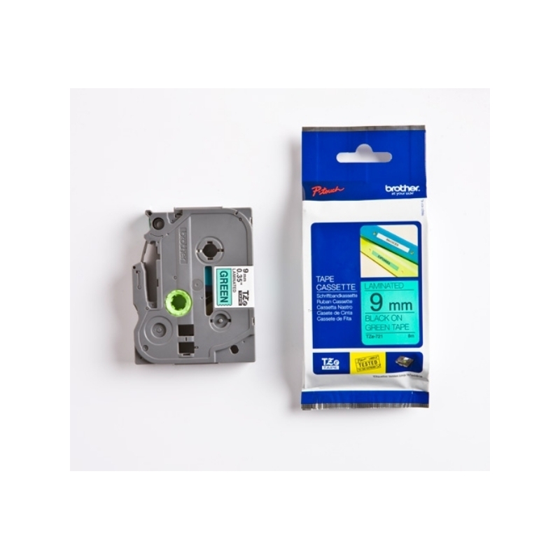 Brother P-Touch Band TZe-721, 9 mm, schwarz auf grün