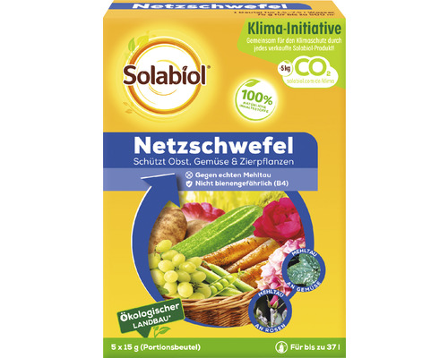 Solabiol fungicide, bevochtigbare zwavel in korrelvorm, geschikt voor de biologische landbouw, effectief tegen schimmelziekten zoals echte meeldauw en spintmijt op fruit, groenten en sierplanten, 75 g (5 x 15 g)