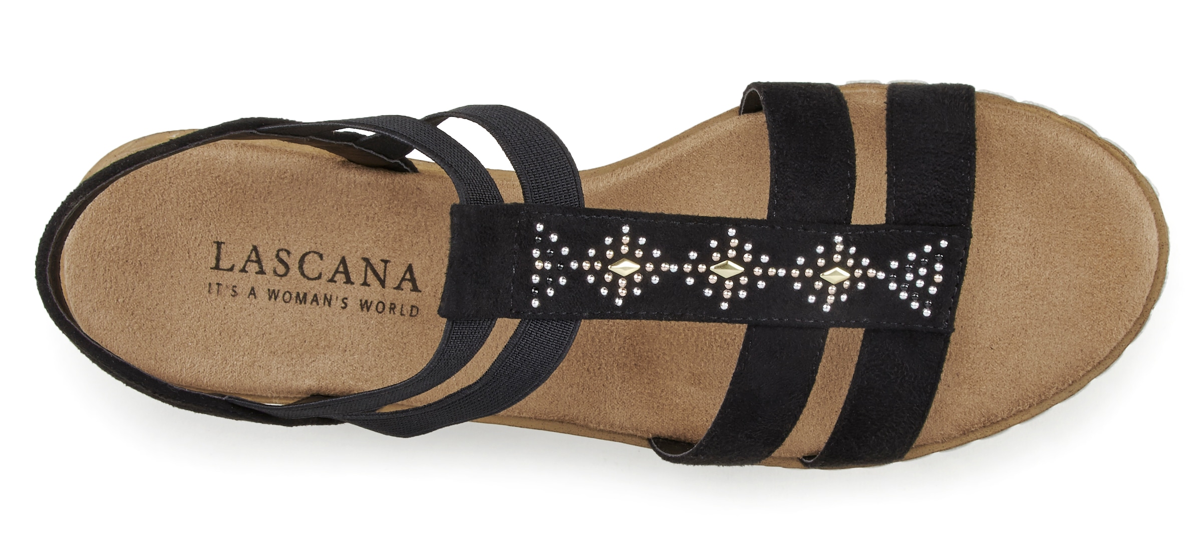 LASCANA Sandalette »Sommerschuh«  Sandalette, Sommerschuh mit Keilabsatz und Schmucksteinen VEGAN