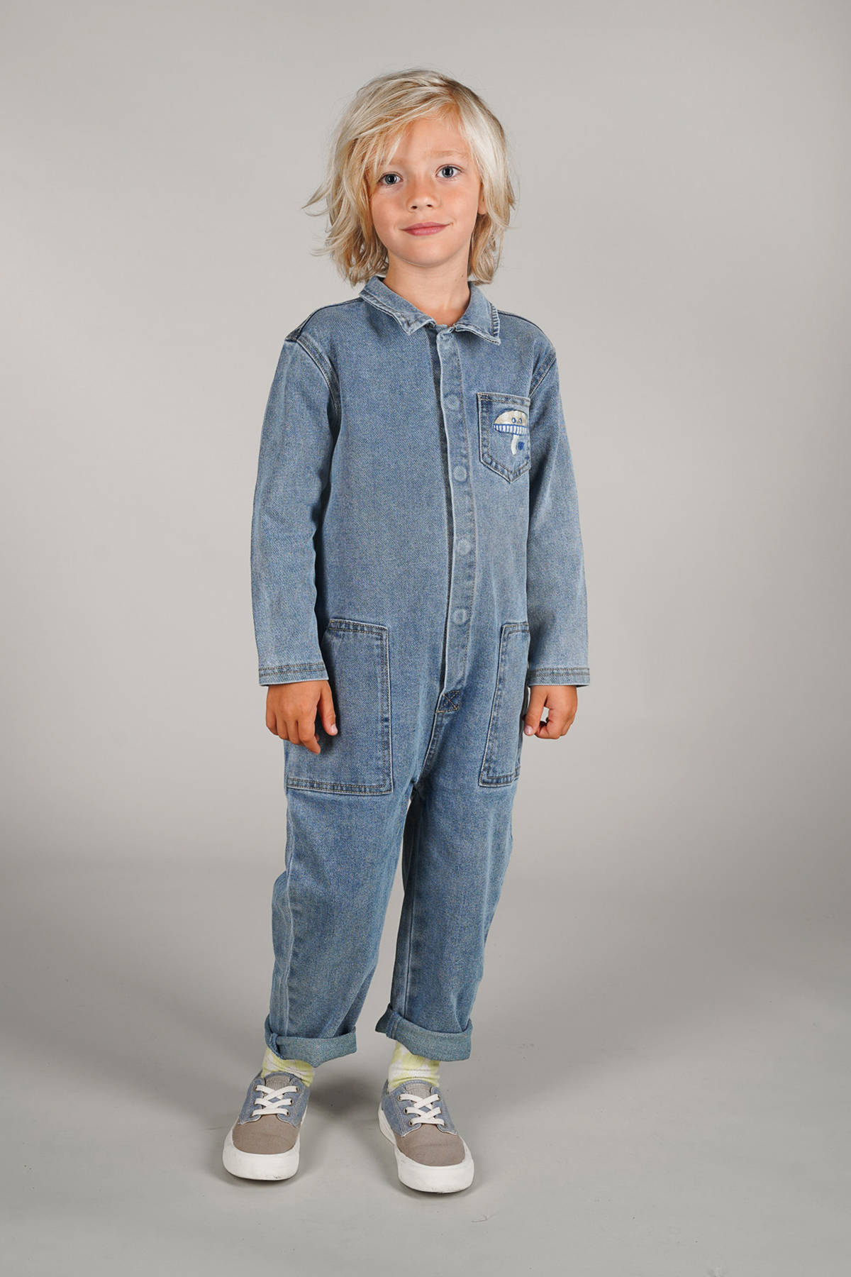 The New Chapter spijkerpak medium blue denim