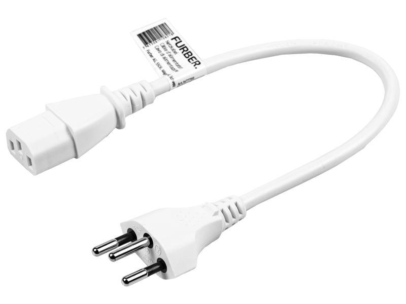 FURBER.power Netzkabel C13-T12 0.2 m Weiss Kaltgerätekabel H05 VV-F 3G0.75