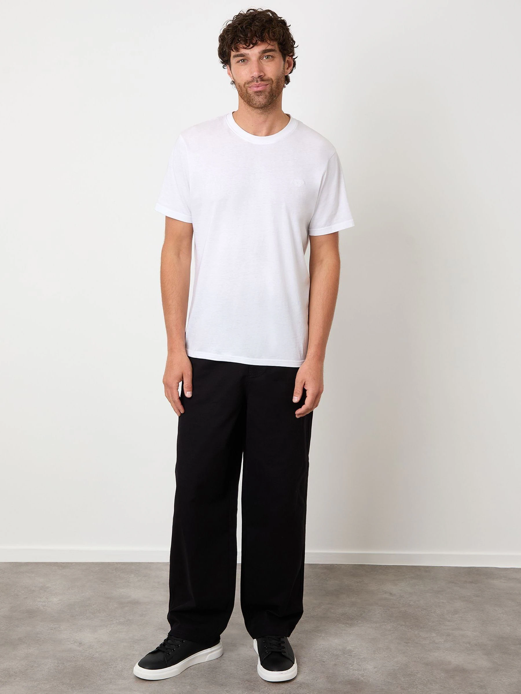 Zwart - Threadbare Baggy Fit 5 Pocket Chino Trousers