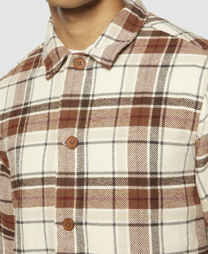 Knowledge Cotton Apparel Big checked heavy flannel overshirt - GOTS/Vegan Beige check