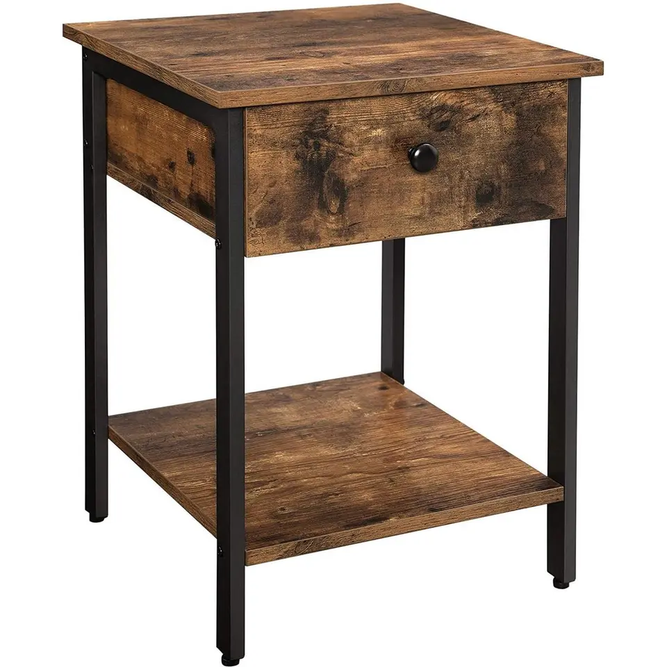 O'DADDY Industrieel Nachtkastje met Lade - 40x40x55 cm - Modern Bruin