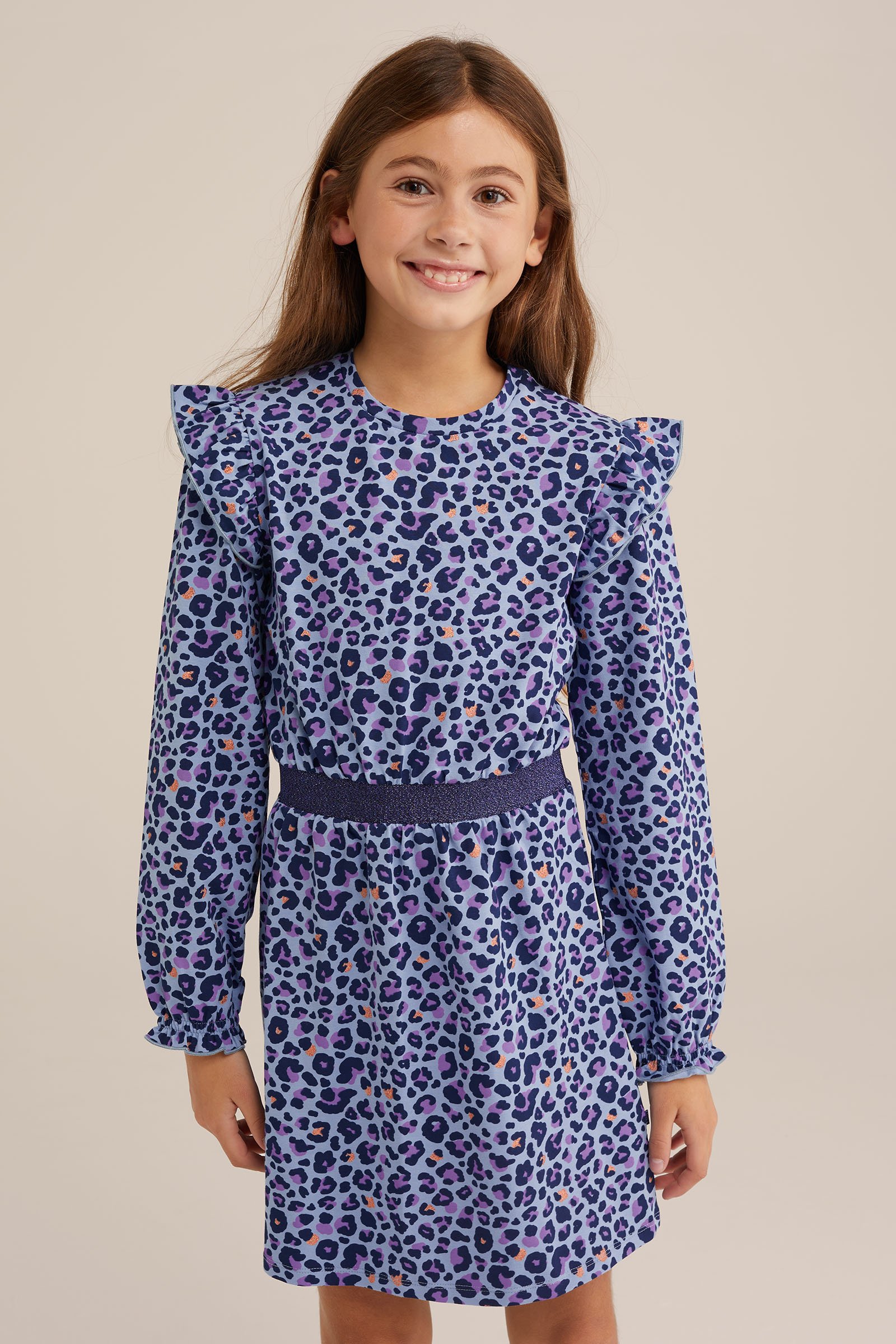 Meisjes jurk met dessin WE Fashion Lichtblauw