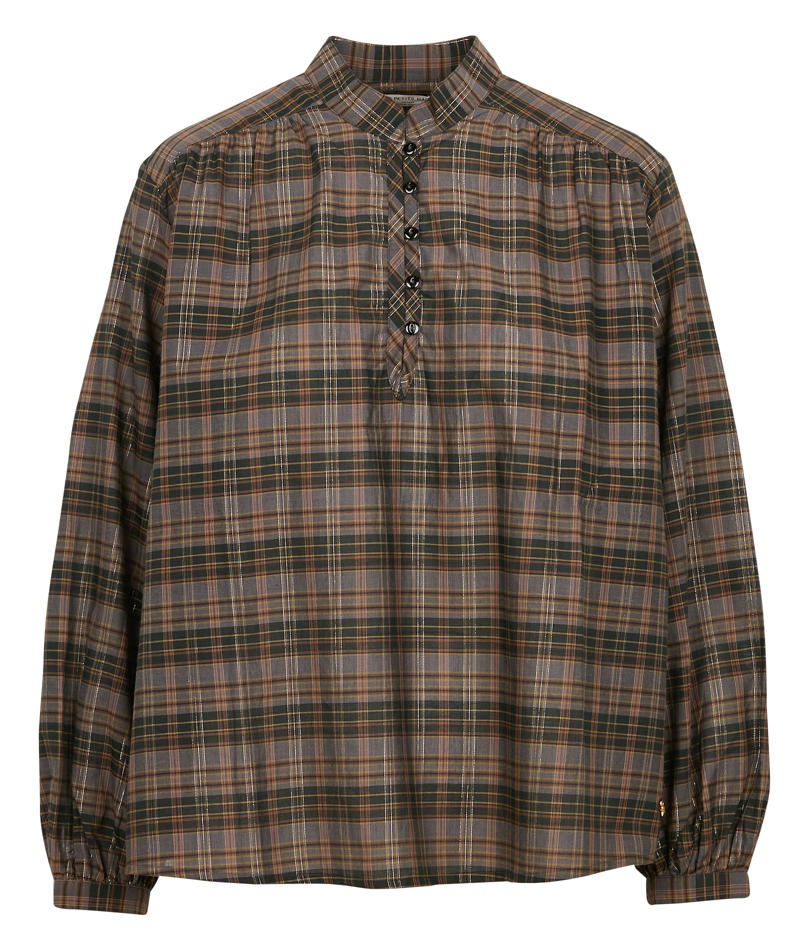 VOLZI - Blouse à carreaux en coton mélangé | Marron