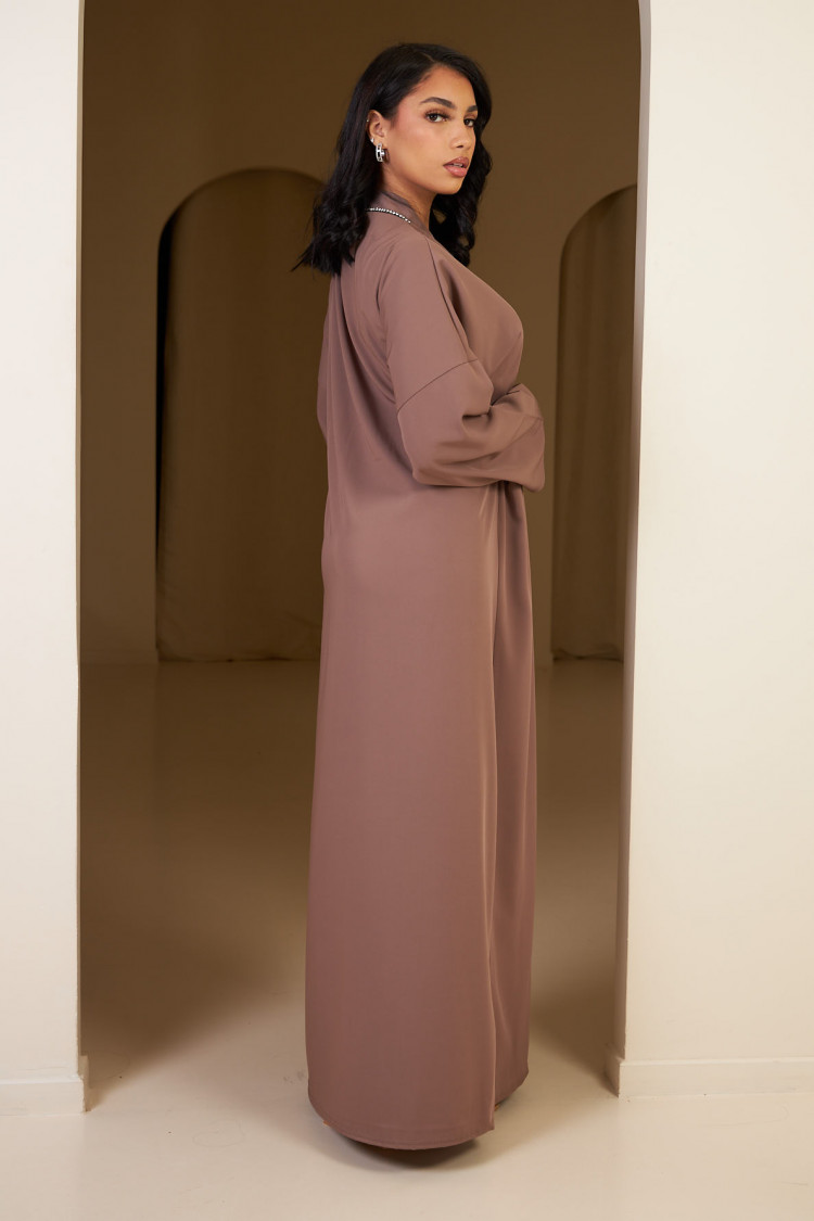 Robe mauve à strass à noué sur le côté