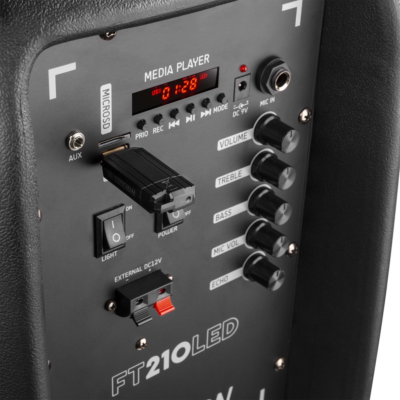 Fenton FT210LED mobiele party speaker met microfoon 2x 10 inch