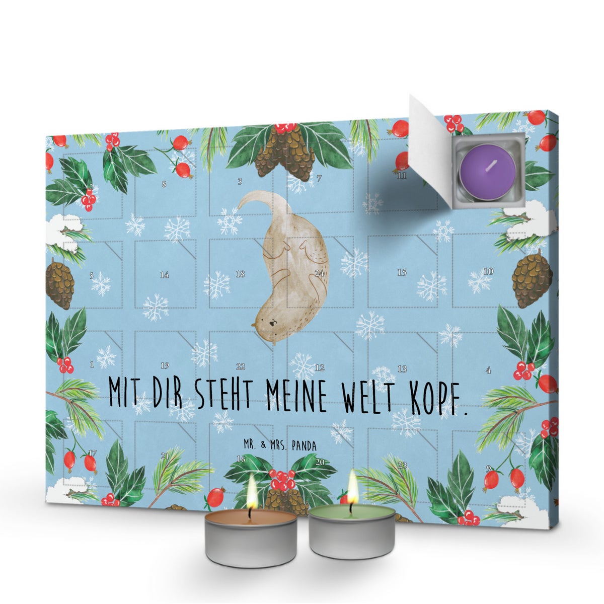 Mr. & Mrs. Panda Geurkaars Adventskalender Otter Upside Down - Pastelblauw