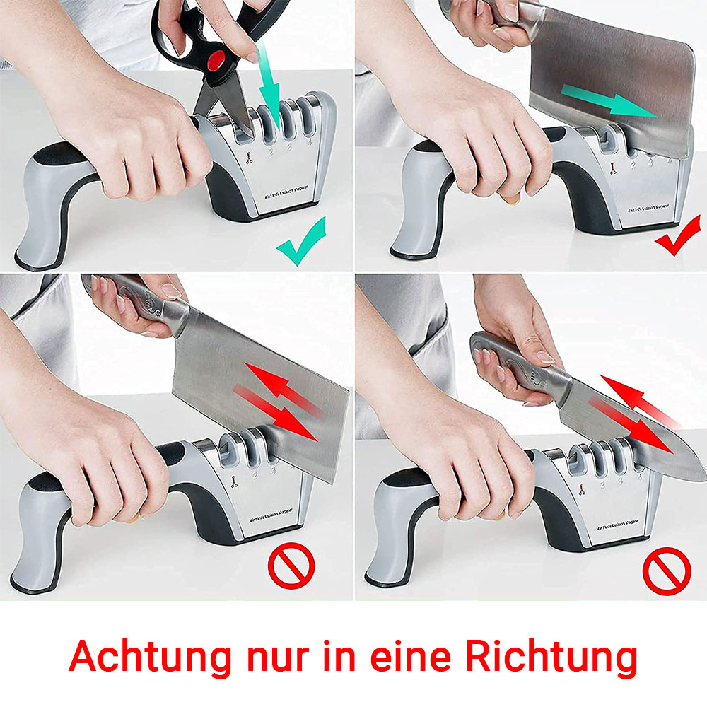 4in1 Praktischer Messerschärfer Klingen Schleifstein Edelstahl Wetzstein - Grau