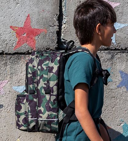 Jeva Schulrucksack - Quadratisch - Green Camouflage