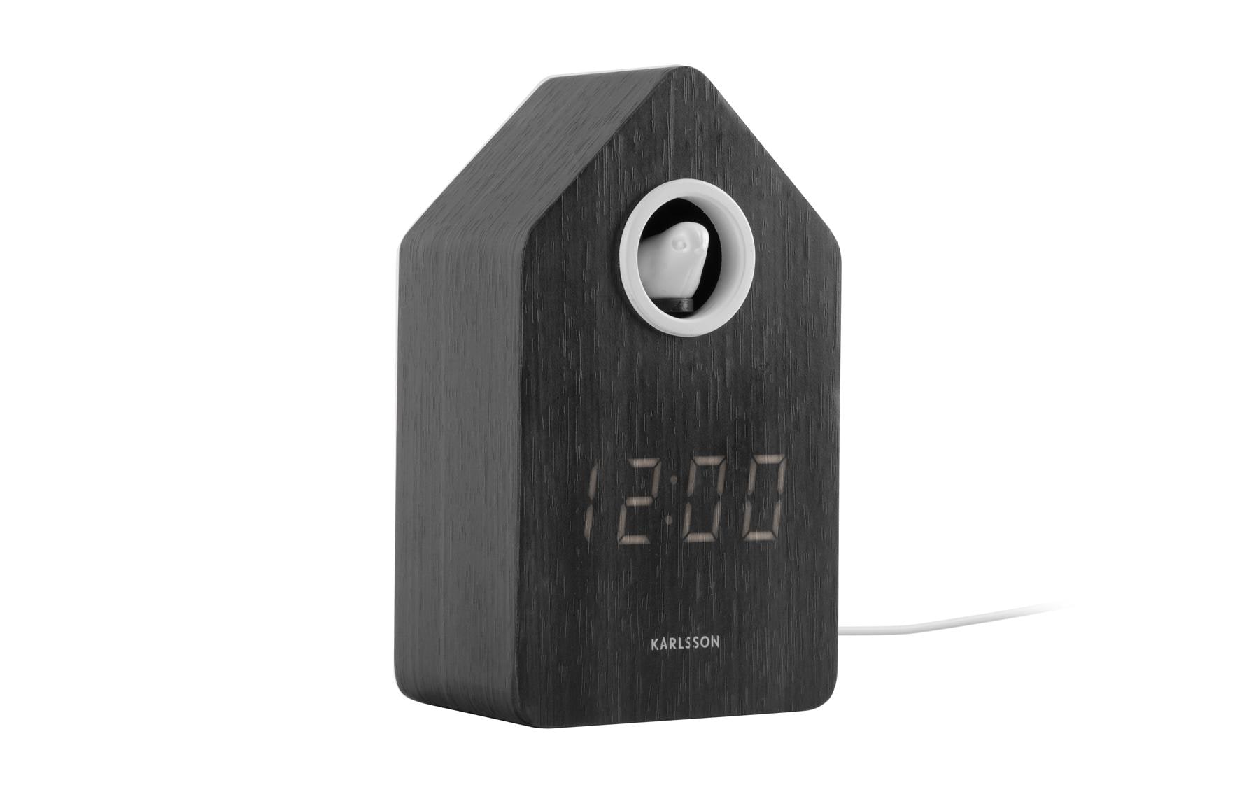 Digitalwecker Kuckuck Black wood veneerLED Wecker