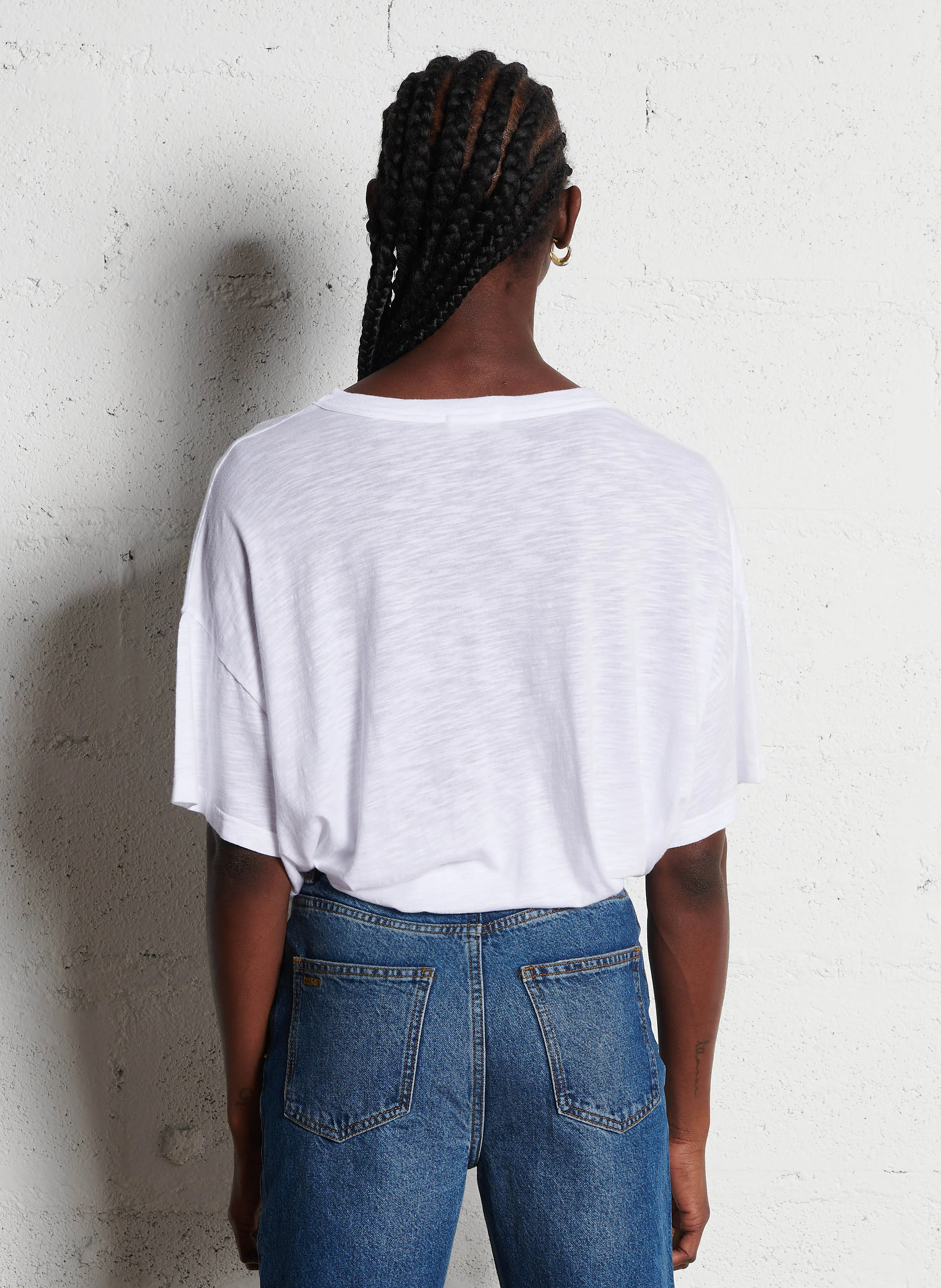 JACKSONVILLE - Tee-shirt col rond ample en coton mélangé | Blanc