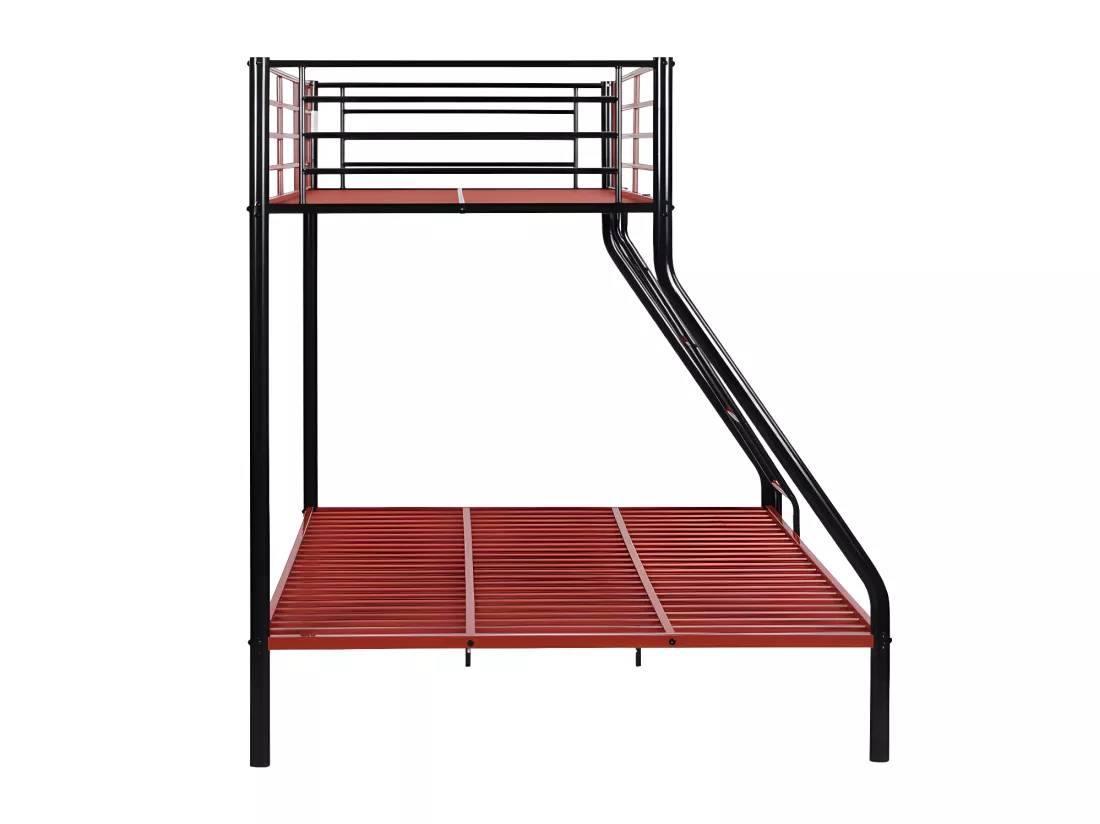 Lits superposés ELEVATIO IV - 90 et 140 x 190 cm - Acier - Noir et rouge + matelas
