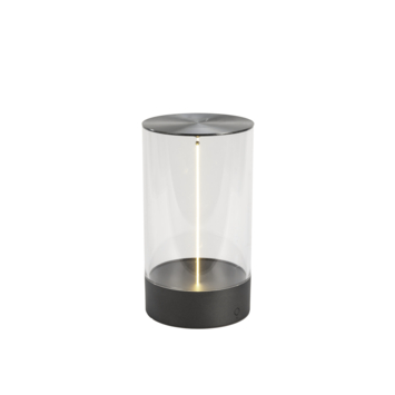 KonstSmide tafellamp Edison 1,2W oplaadbare LED verlichting antraciet laag model
