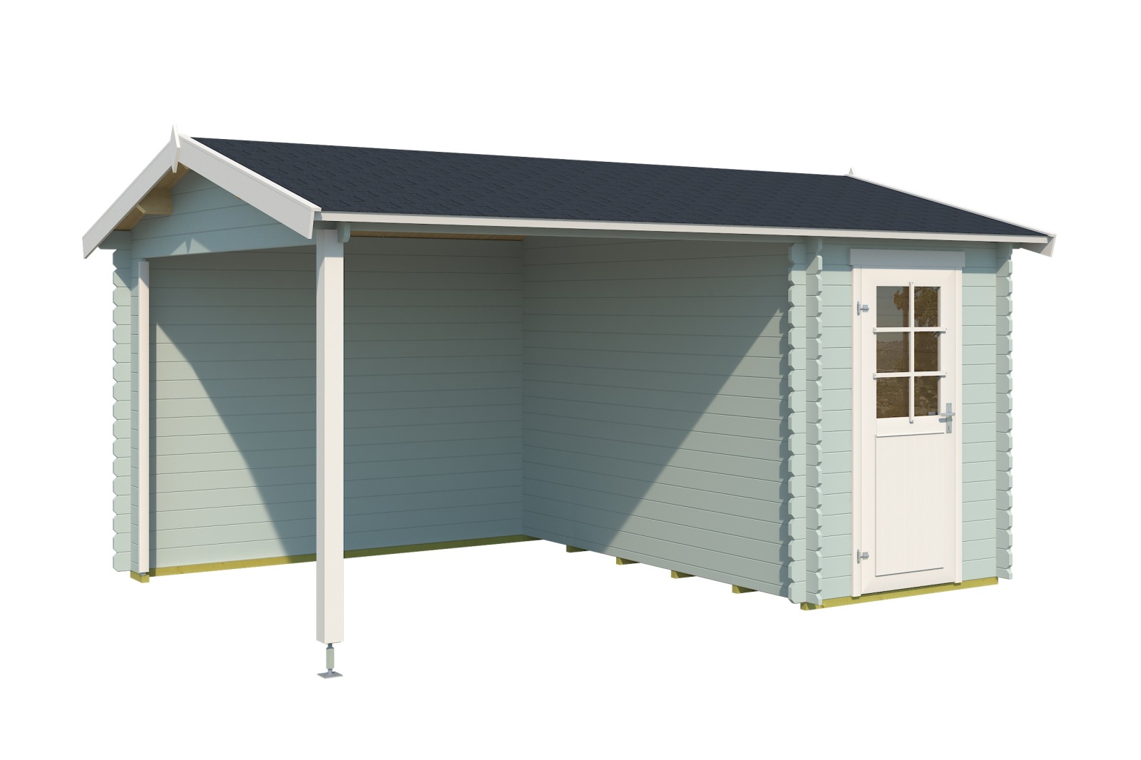 Gartenhaus WIBO - gletschergrün - Fichte massiv - 425/144x300 cm
