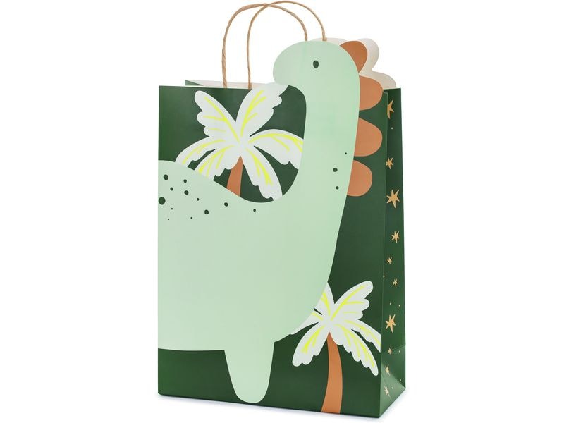Partydeco Geschenktasche Dinosaurier 10 x 24 x 37 cm, Grün Geschenktüte