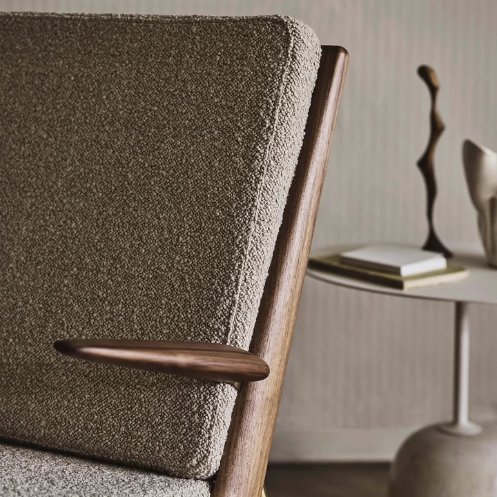 &Tradition - Boomerang HM2 Loungechair, Gestell Eiche geseift / Beine Edelstahl, grau (Hallingdal 130)
