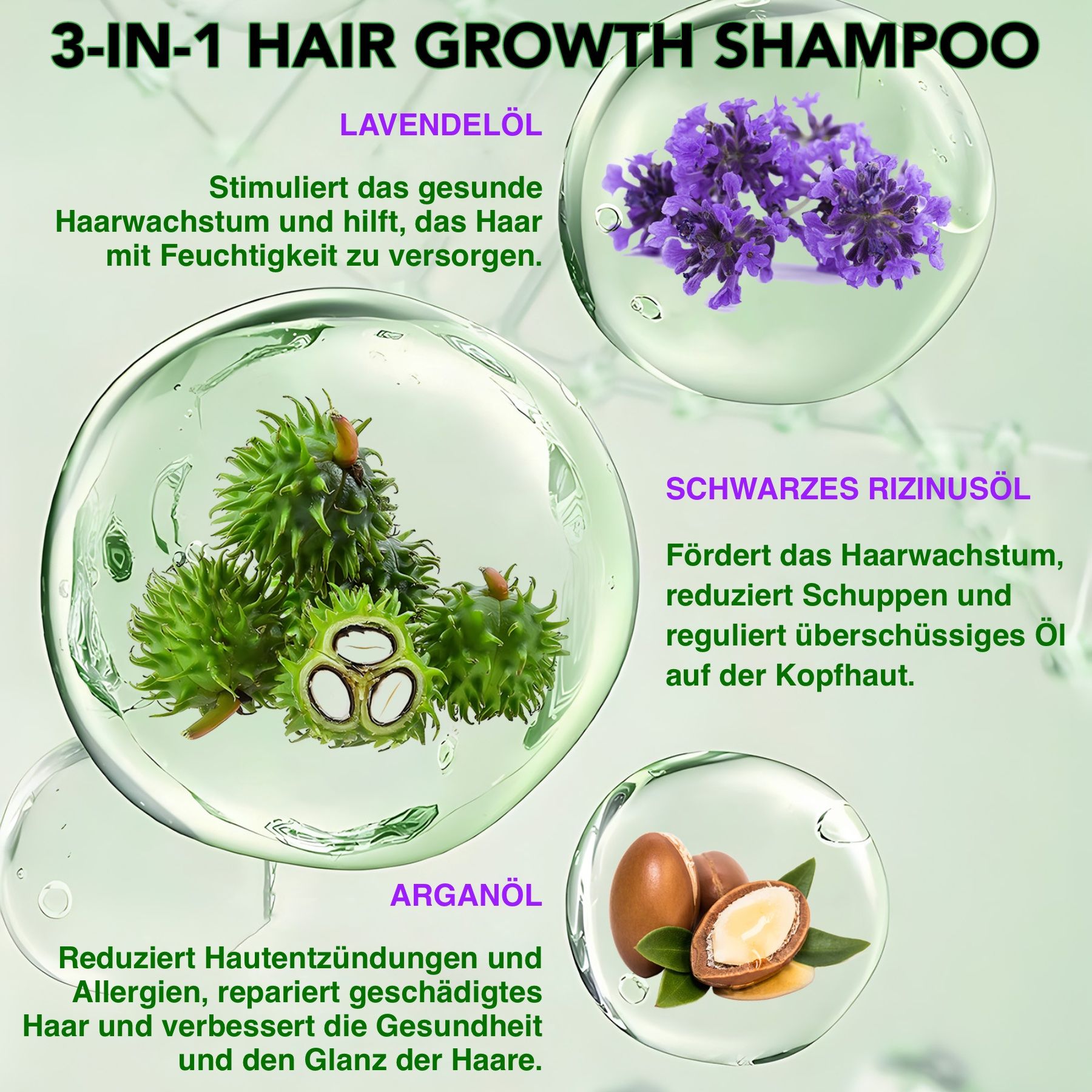 ALIVER 3-in-1 Rizinus Lavendel Argan  Haarshampoo