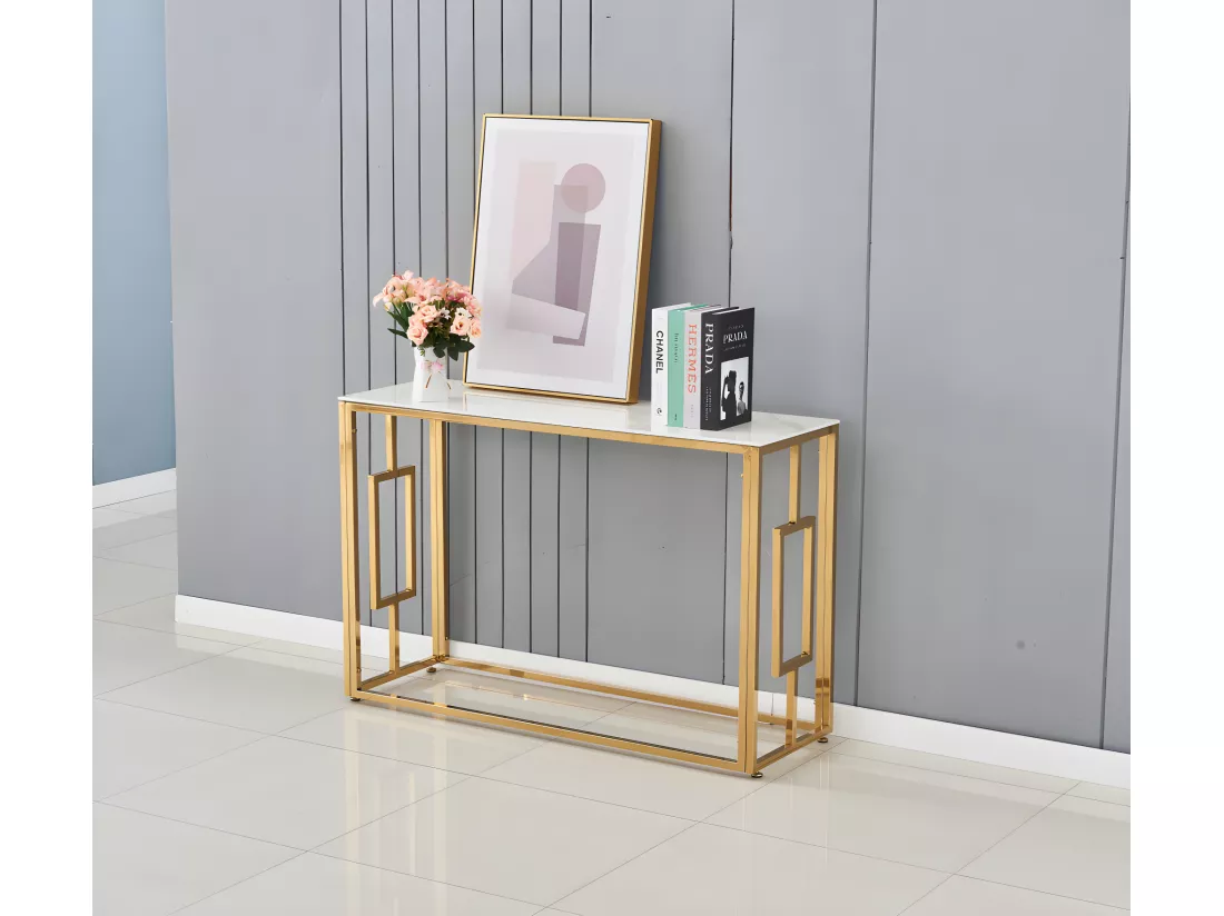Console SOPHIE gold marbré blanc 120x40x78 cm