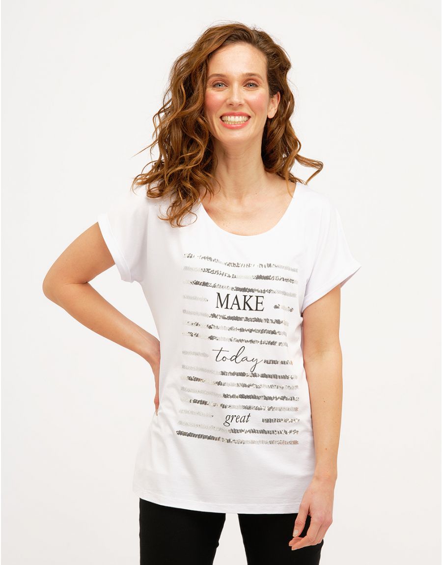 T-shirt blanc sequins